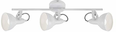 Briloner Leuchten lampa sufitowa, lampa sufitowa z 3 obrotowymi i obrotowymi punktami w stylu retro/vintage, oprawa: E14 maks. 40 W, metal, wymiary: 55,4 x 10 x 18,1 cm, kolor: biały, 55,4 x 10 x 18, 2049-036