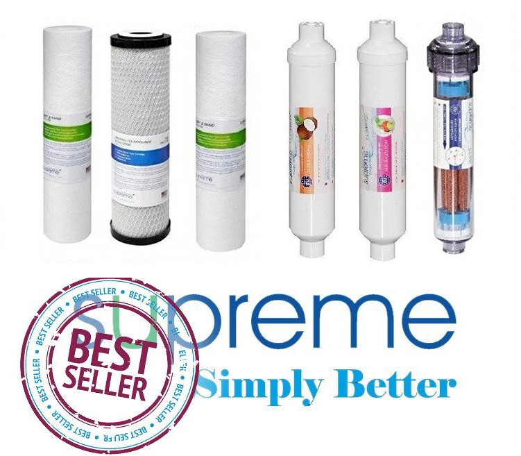 Supreme Komplet wkładów do osmozy SUPREME RO7 mineralizator i jonizator z szybkozłączkami 1888-uniw