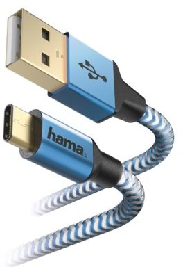 HAMA Kabel Reflected USB Typ A-USB typ C 1.5M Niebieski