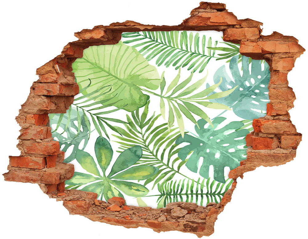 Wallmuralia.pl Naklejka 3D dziura na ścianę Tropikalne liście