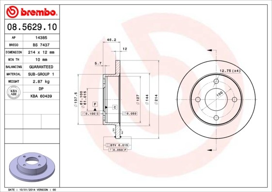 BREMBO Tarcza hamulcowa 08.5629.10