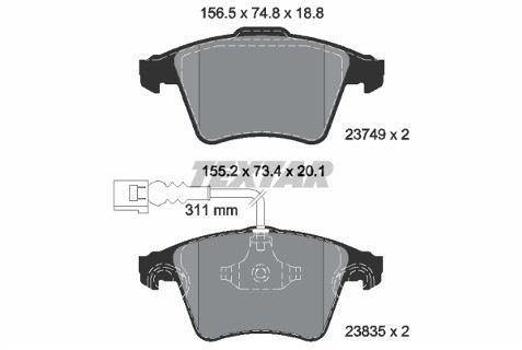 TEXTAR Zestaw klocków hamulcowych, hamulce tarczowe 2374901