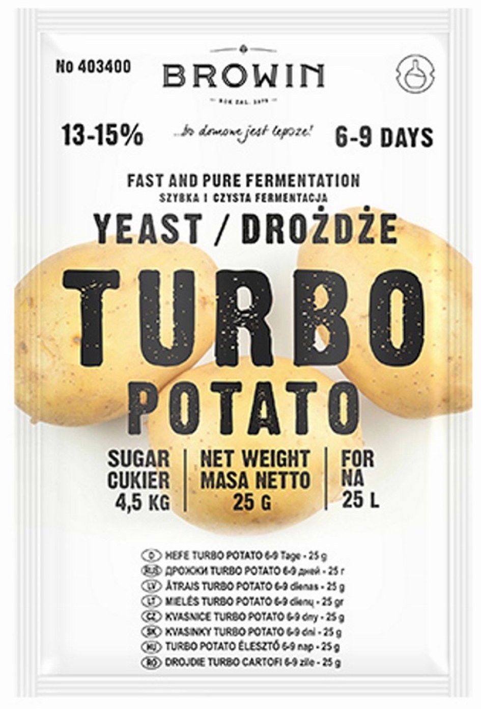 Browin Drożdże Turbo Potato na 25L 25g