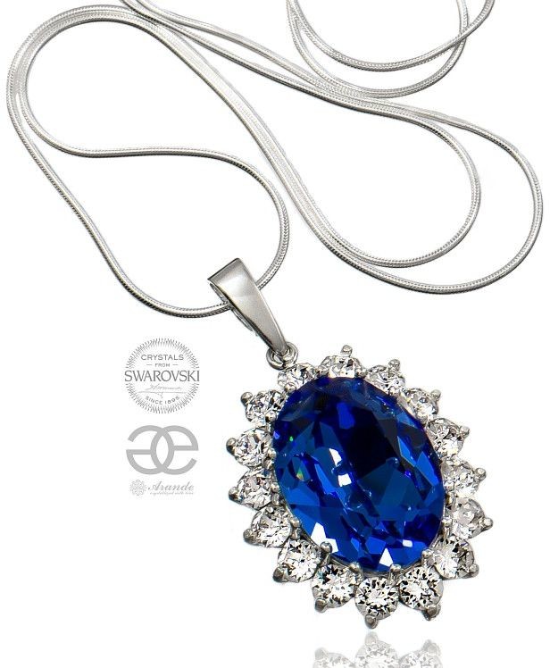 Swarovski Arande piękny naszyjnik ROYAL BLUE SREBRO 700402