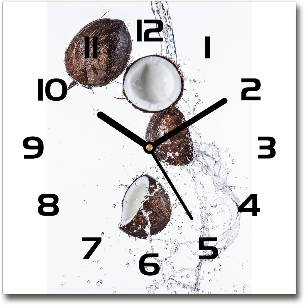 Zegar szklany kwadratowy Kokos z wodą