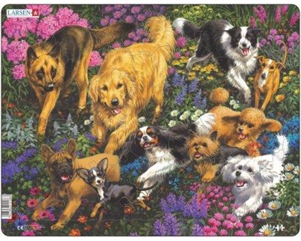 Larsen Puzzles Dogs in a field with flowers