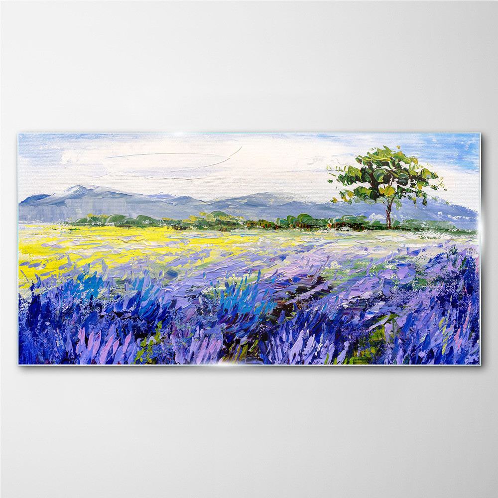 PL Coloray Obraz na Szkle Abstrakcja Łąka Drzewo 100x50cm