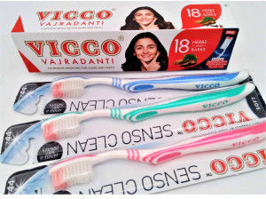 Vicco Pasta do Zębów Vicco Vajradanti 200ml + szczoteczka Sensoclean gratis!