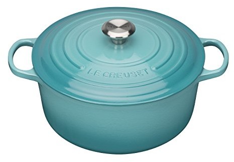 Le Creuset Signature 21177261702430 żeliwna gęsiarka, okrągła o średnicy 26 cm, kolor turkusowy 21177261702430