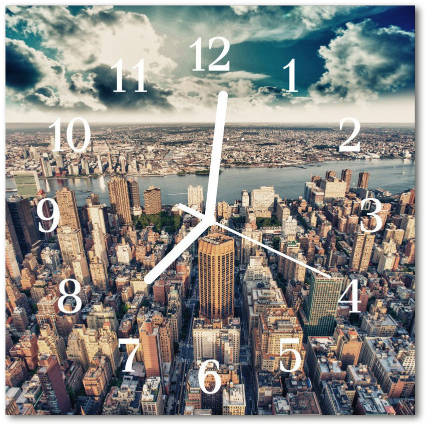 tulup pl Zegar szklany kwadratowy Nowy jork 30x30cm