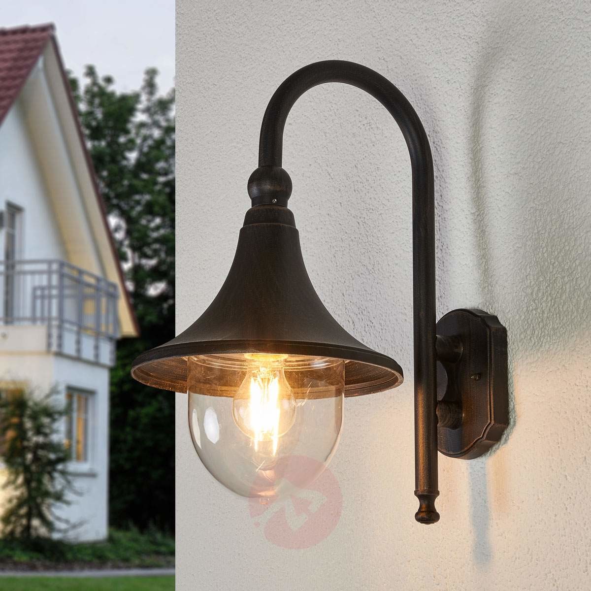 LAMPENWELT.COM Lampa zewnętrzna ścienna Daphne, rdzawy brąz