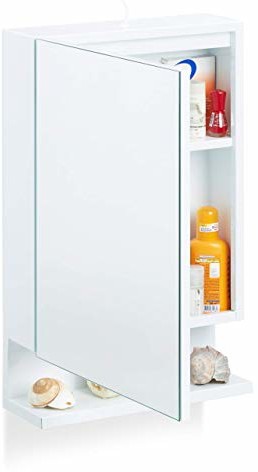 Relaxdays szafka łazienkowa z lustrem, 1-drzwiowa, z gniazdkiem, szafka łazienkowa, szafka ścienna, wys. x szer. x głęb.: 55 x 35 x 12 cm, biała