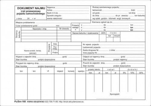 Firma krajewski Dokument najmu pojazdu [Pu/Sm-160] Pu/Sm-160