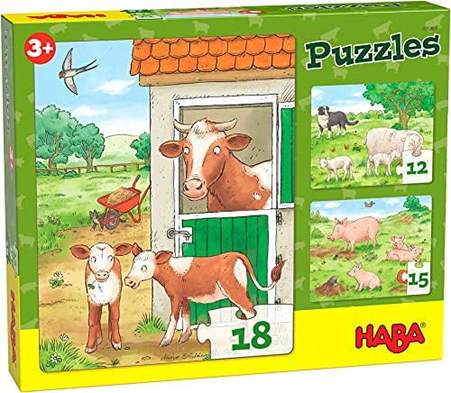 Haba 305884 - puzzle dla zwierząt rolnych, puzzle od 3 lat 305884