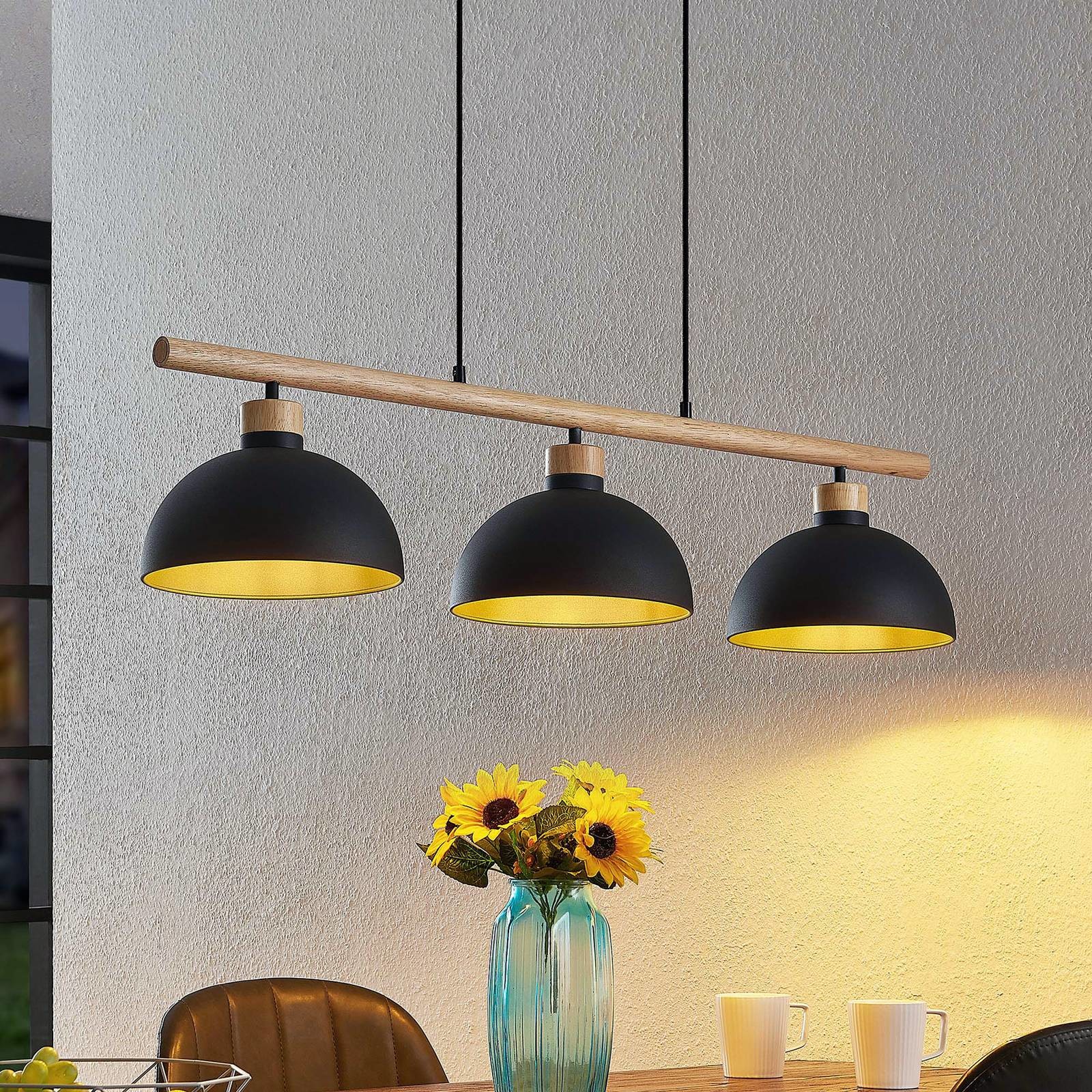 Lindby Tirzana lampa wisząca, 3-punktowa, czarna