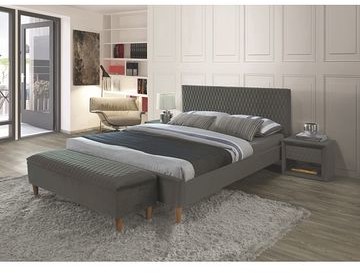 Signal Łóżko AZURRO VELVET Szary 160x200 cm AZURROV160SZ