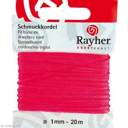 Rayher 8947333 sznurek jubilerski,  1 MM, karta SB 20 m, Pink 89-473-33