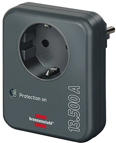 Brennenstuhl adapter do gniazda wtykowego (z zabezpieczeniem przed przepięciem, 13,500 A, adapter jako zabezpieczenie przed błyskami do urządzeń elektrycznych), antracyt