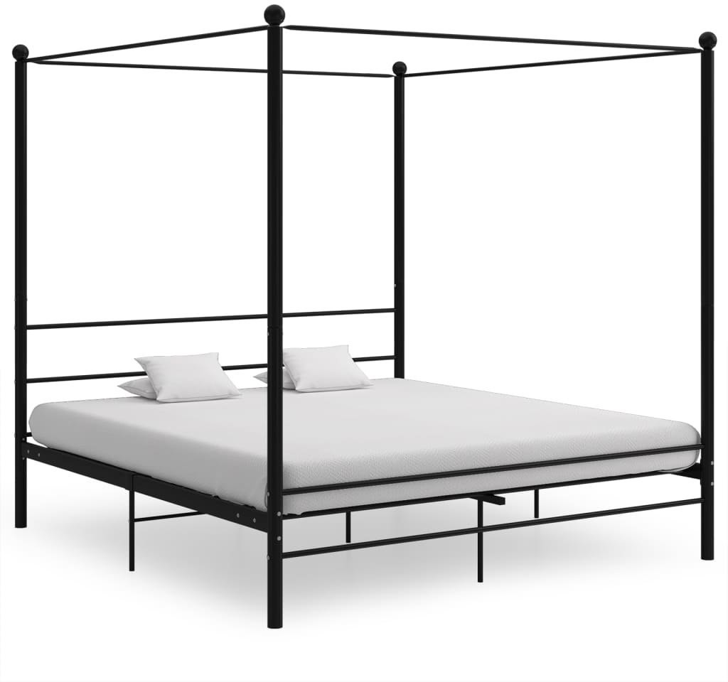 vidaXL Lumarko Rama łóżka z baldachimem, czarna, metalowa, 200 x 200 cm 325069