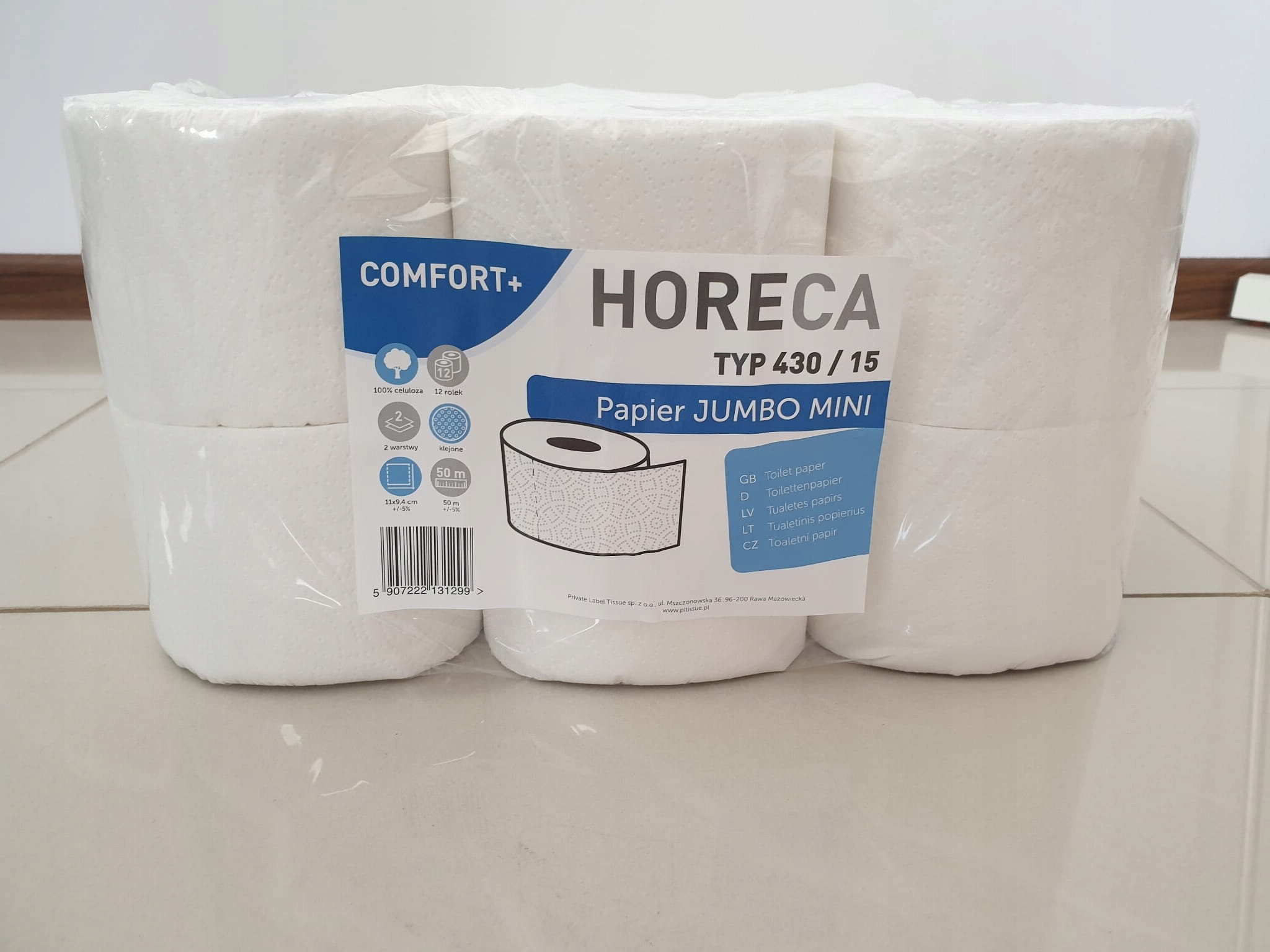 Papier Toaletowy 12X50m. 2W 100% Celuloza Biały!!!
