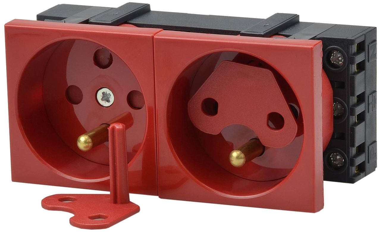 Mediabox 45x45 gniazdo prądowe 2x 230V 2P+Z Data
