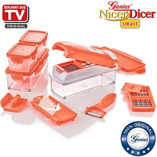 Genius Nicer Dicer Smart | krajalnica 15-częściowa | neonowy róż | do szatkowania | krojenia w kostki | tnie wszystko | nowość z TV A33850