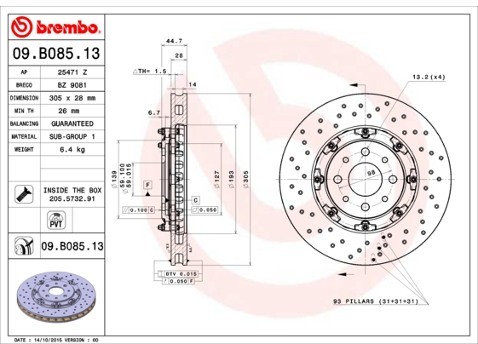 BREMBO Tarcza hamulcowa 09.B085.13