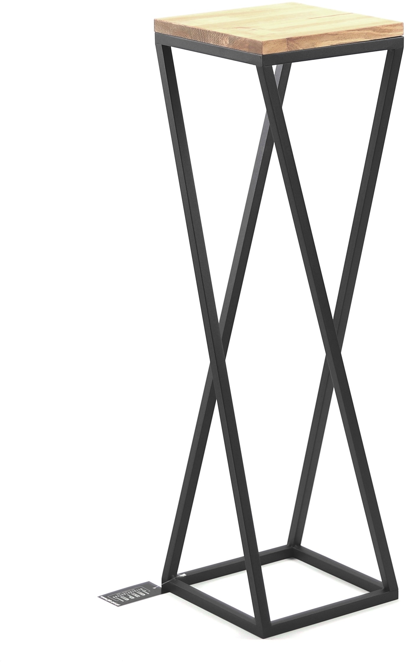 Kwietnik Metalowy Stojak Drewno TAVOLO 80cm czarny loft KWL-251/01