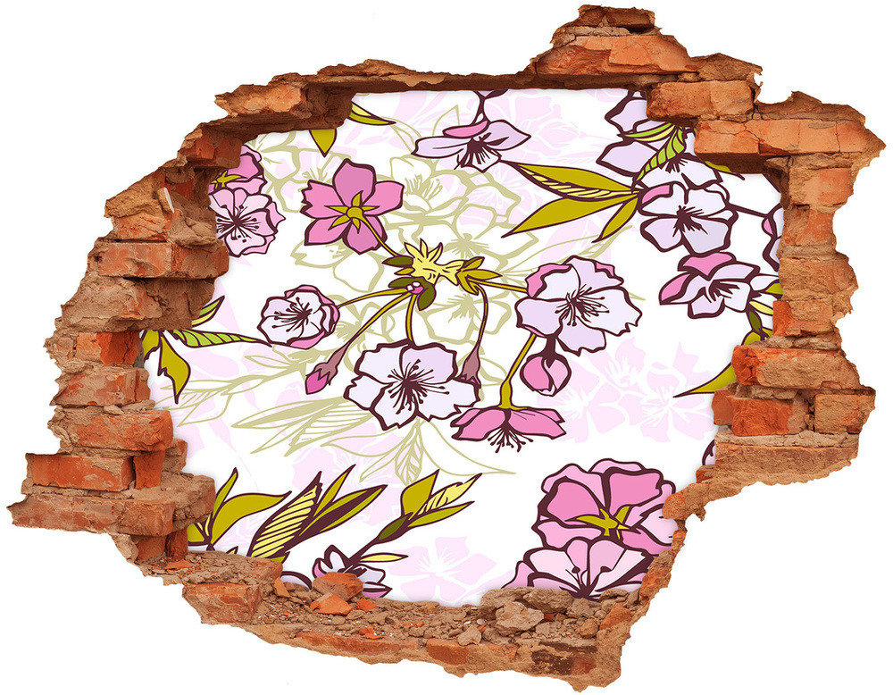 Wallmuralia.pl Naklejka 3D dziura na ścianę Kwiaty wiśni