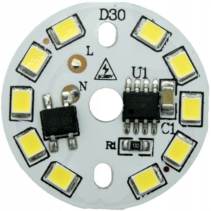 Moduł Led 3W 300lm Biały 28mm dioda pod 230V