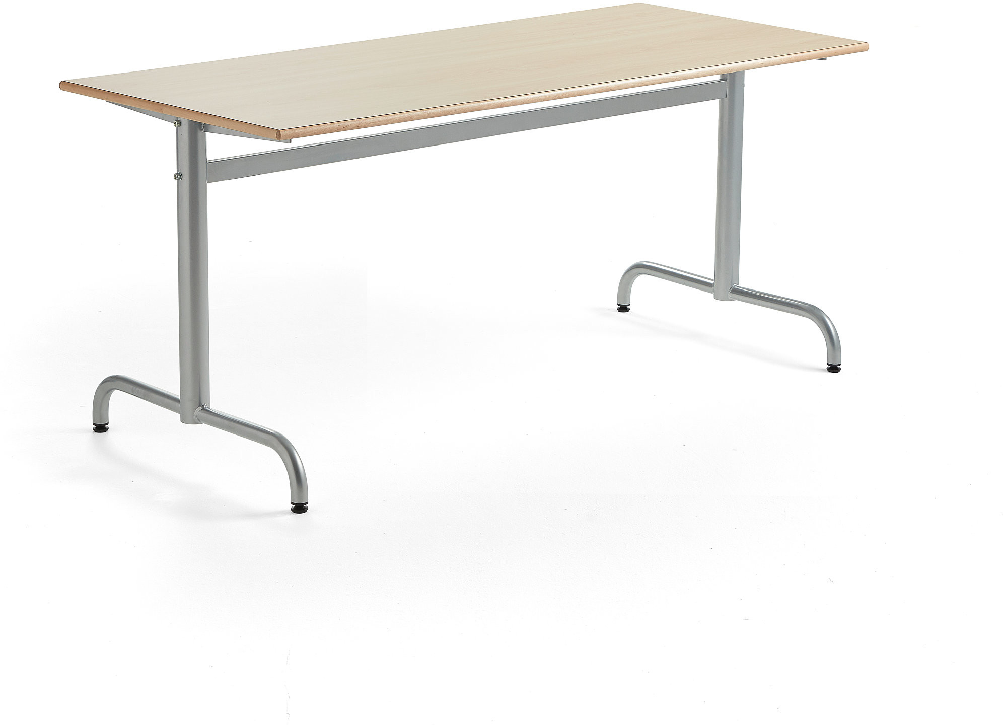 AJ Produkty Stół PLURAL, 1600x700x720 mm, blat HPL, brzoza, srebrny