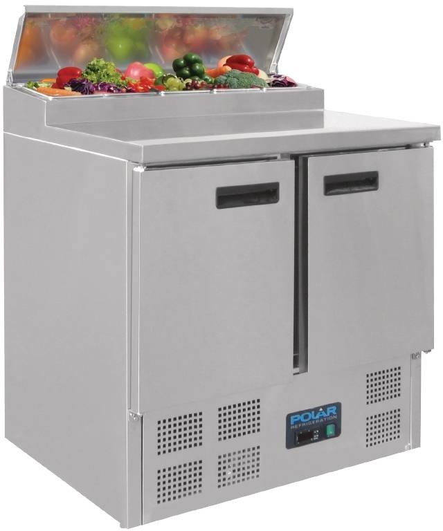 Polar Refrigeration Stół do pizzy 2-drzwiowy | 5xGN 1/6 | 2°C do 8°C | 900x700x(H)1100mm G604