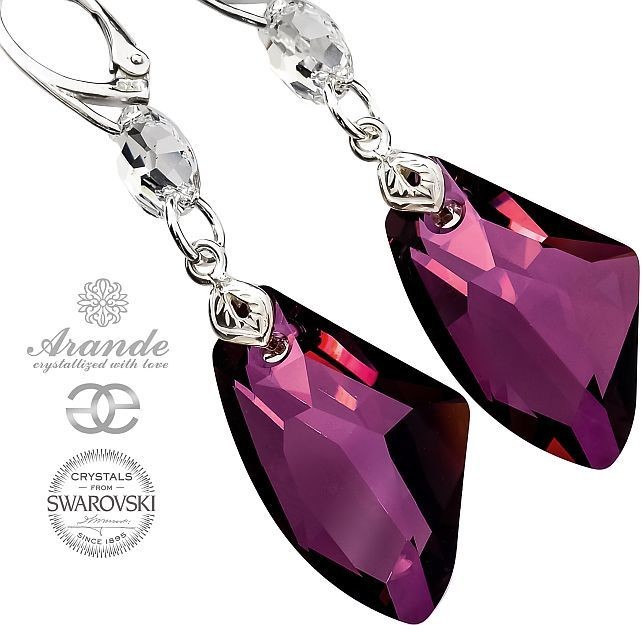 Swarovski SPECIAL długie kolczyki LILA BLUES Srebro