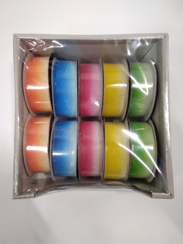 POLSIRHURT Wstążka ozdobna H017 tęczowa 20mmx2 op-10 szt mix kolorów .