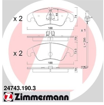 ZIMMERMANN Klocki hamulcowe - komplet 24743.190.3