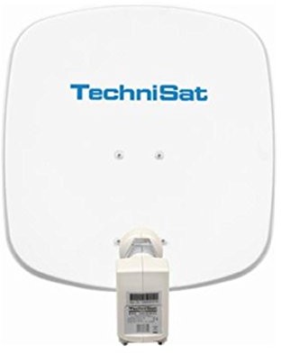 TechniSat 1745/3882 DigiDish 45 SAT-druku offsetowego lustro z uchwytem ściennym i Twin LNB inkl. AN-Rohr-Fitting Biały 1745/3882