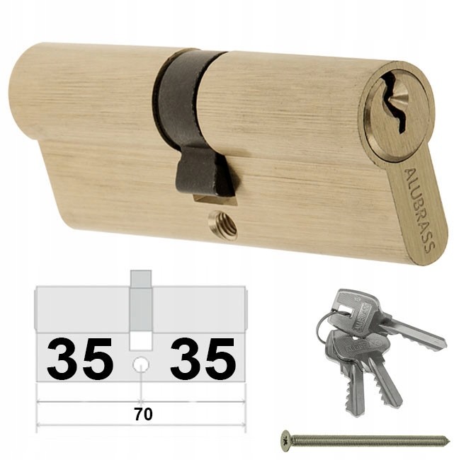 Wkładka Do Zamka 35/35 Alubrass Mosiądz Satyna