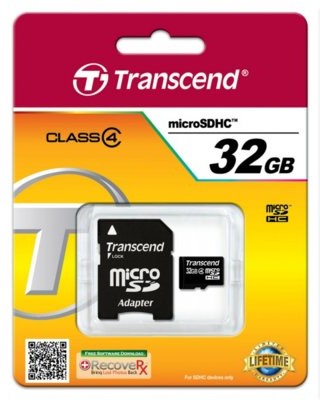 Transcend Micro SDHC Class 4 (+ adapter) 32GB (TS32GUSDHC4)