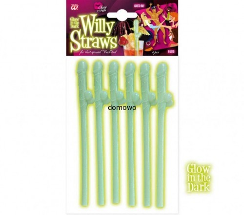 SŁOMKI DO NAPOJU DRINKA MAŁE PENISKI-6szt świecące