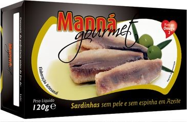 Manná gourmet Sardynki portugalskie bez skóry i ości w oliwie extra virgin 120g Manná GOURMET