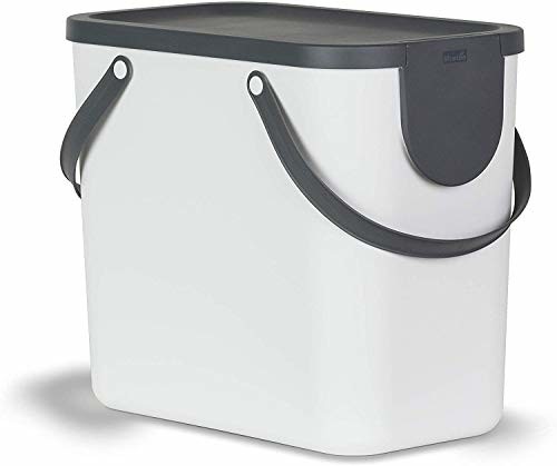 Rotho Albula system do segregacji śmieci 25 l do kuchni, tworzywo sztuczne (PP), nie zawiera BPA, biały/antracyt, 25 l (40,0 x 23,5 x 34,0 cm)