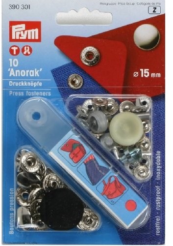 Brunner Prym Anorak napy, 15 mm, srebrne PRYM_610643