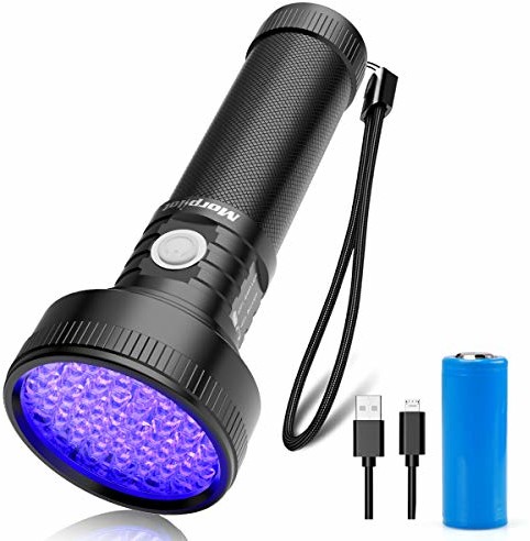 morpilot Latarka UV 51 LED latarka UV 395 nm ultrafioletowe światło czarne z kablem USB do wykrywania plam moczu u psów, żywicy, fluorescencji, skorpionu itp 1617260339