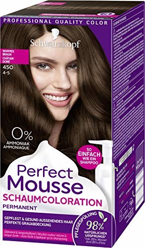 Perfect Mousse Czarna głowica permanentna pianka 450 ciepły brąz poziom 3, 3 szt. (3 x 92,5 ml)