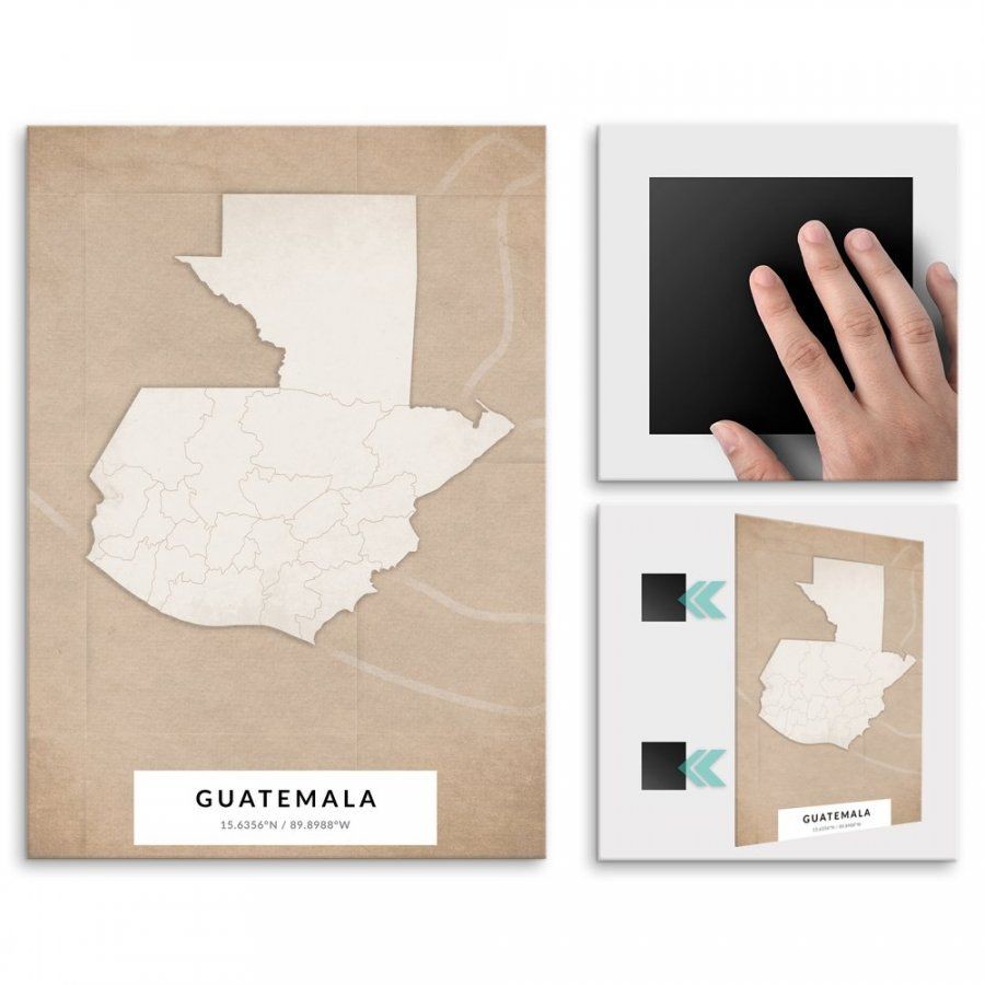 Pix4home Plakat metalowy Mapa Vintage Gwatemala L POS-L-04328