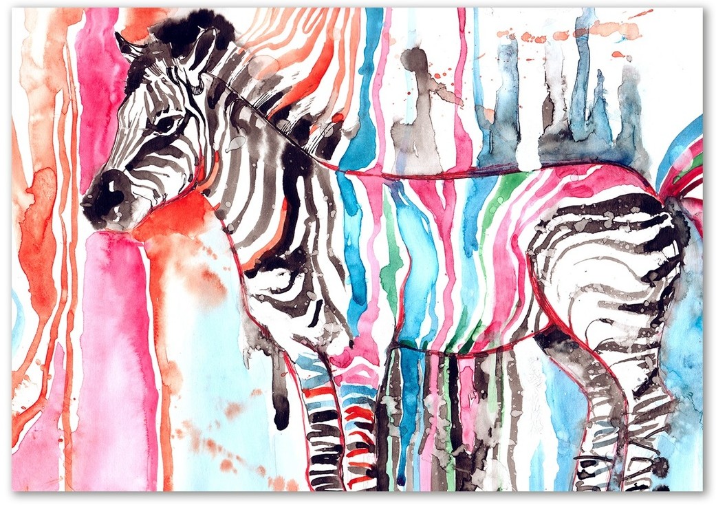 Obraz zdjęcie szkło akryl Kolorowa zebra