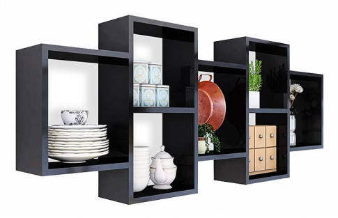 Czarna Minimalistyczna Półka Ścienna H0-G01