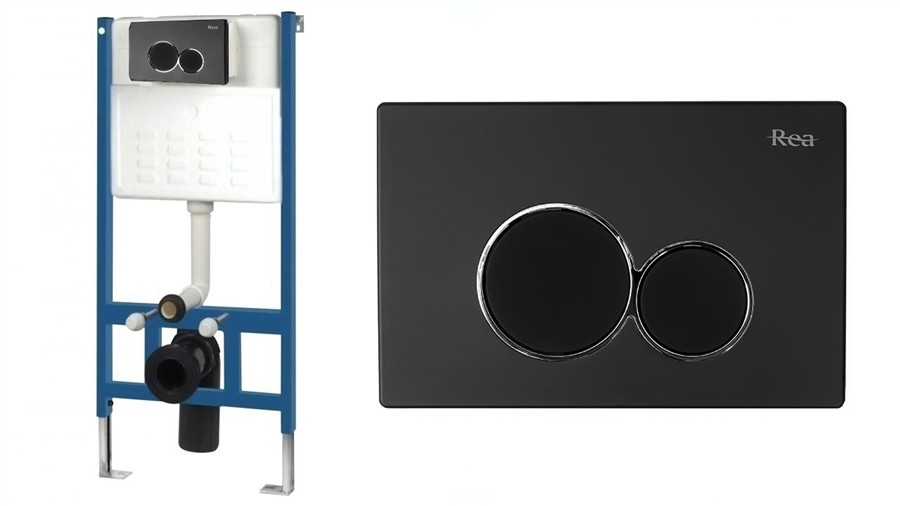 Rea Stelaż podtynkowy wc zestaw z przyciskiem E Black E3651