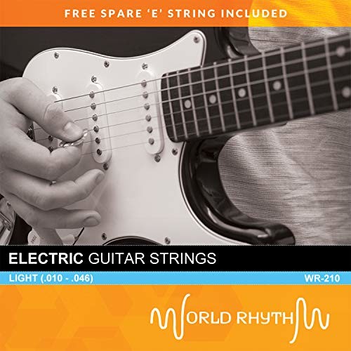 World Rhythm Struny do gitary elektrycznej z motywem świata, światło (.010  .046) Struny do gitary z zapasowym sznurkiem o wysokim kształcie E WR-210