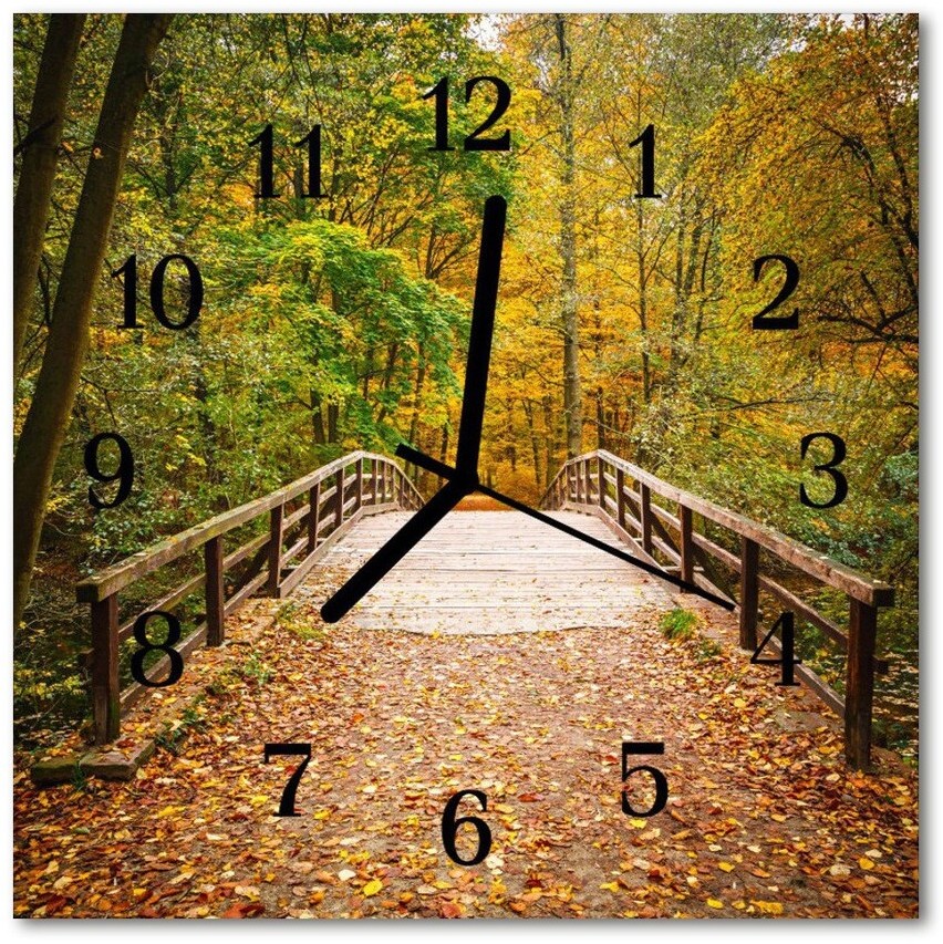 tulup pl Zegar szklany kwadratowy Las 30x30cm